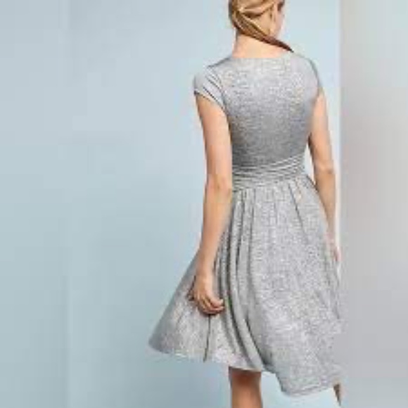 Anthropologie Maeve Silver Metallic Tamera Faux Wrap Midi Dress Women’s Small - Picture 3 of 12